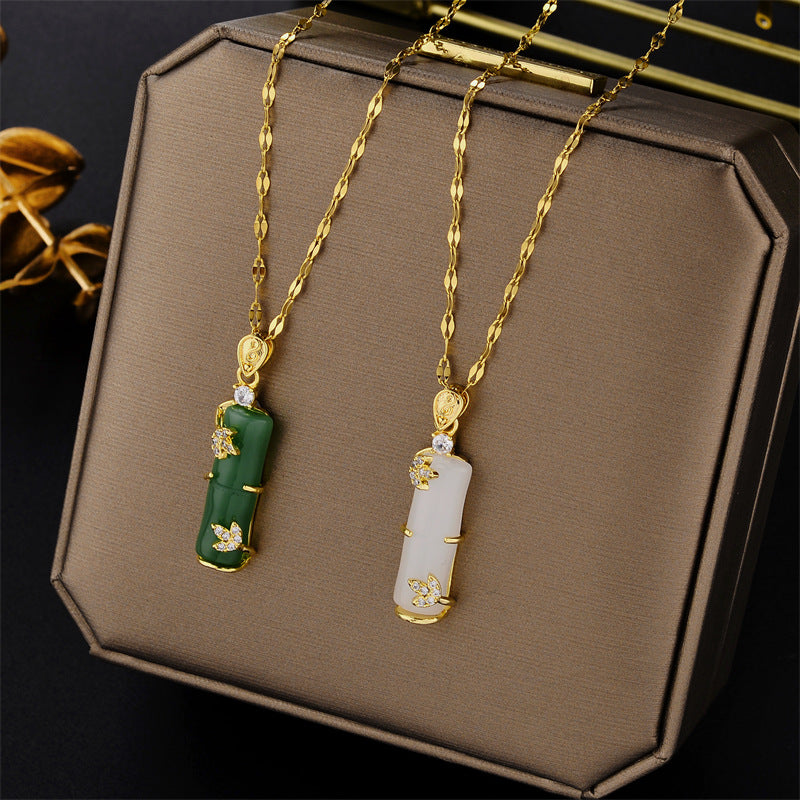 Minimalist Bamboo Joint Shaped Titanium Steel Plated Necklace