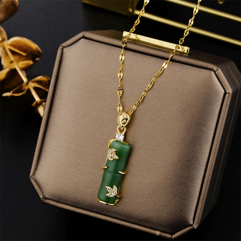 Minimalist Bamboo Joint Shaped Titanium Steel Plated Necklace