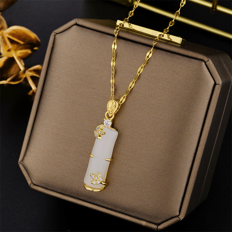 Minimalist Bamboo Joint Shaped Titanium Steel Plated Necklace
